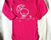 Hot Pink Rainy Day Gardening Nature Zombie Flower Onsie All in one vest by Rockythezombie