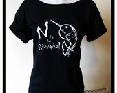40% OFF Ladies Slash neck N is for Narwhal tshirt Black Rocky the Zombie top Sea whale