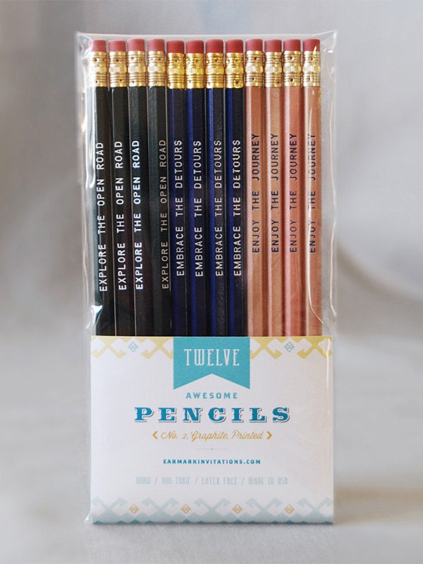 12 Road Trip Series Pencils. Let's Explore. Great Stocking Stuffer.
