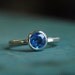 Engagement Ring - Bridal Jewelry - Recycled Sterling Silver - Blue Topaz - Rustic Hammered Band