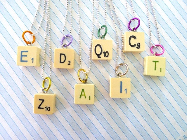 Necklace Vintage Scrabble Plastic Letter Tile x1