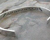 Secret Message bracelet,  skinny aluminum cuff, customizable, inside stamped with your wording up to 60 characters, outside textured