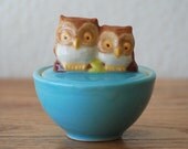 Owl Salt Cellar, in Retro Aqua