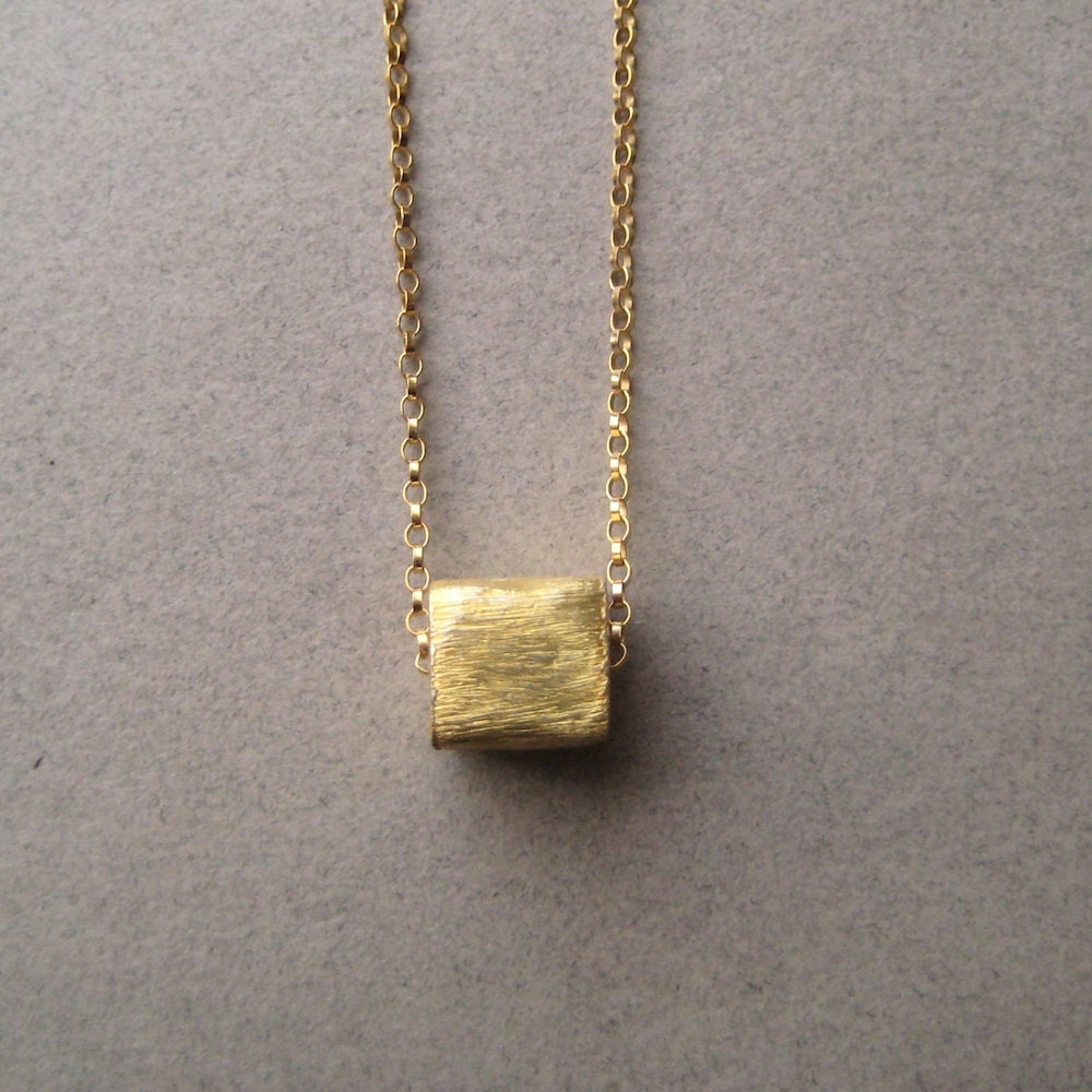 Vermeil Cube Necklace, Minimal Jewelry, Gold Fill Chain Necklace, Gold Vermeil Square, Modern Jewelry - juliegarland