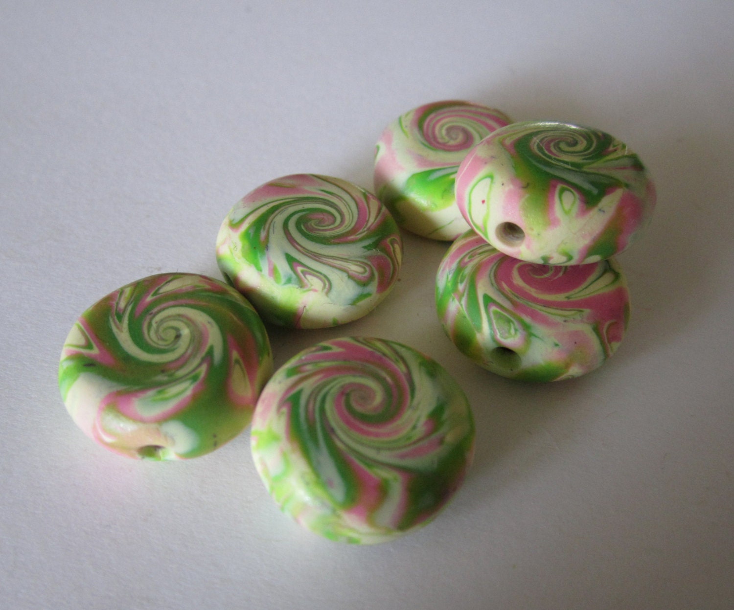 Pistachio Spirals Handmade Polymer Clay Beads Supplies