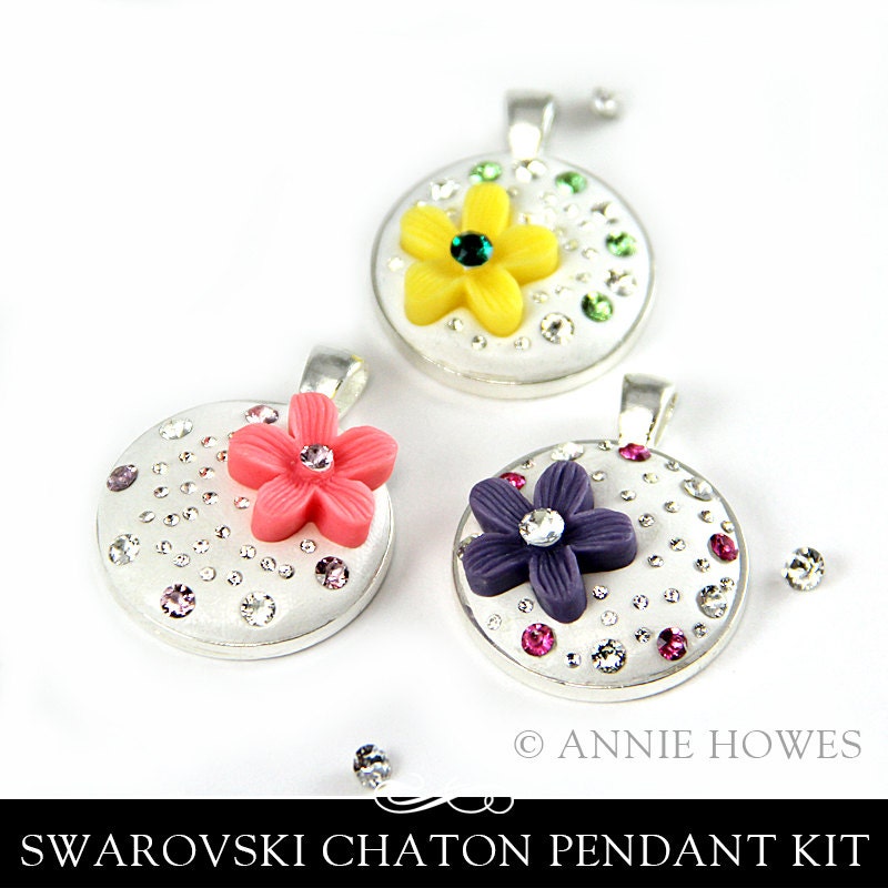 Epoxy Clay Pendant DIY Kit from Annie Howes. Swarovski Chatons and Ceralun. Makes 5.
