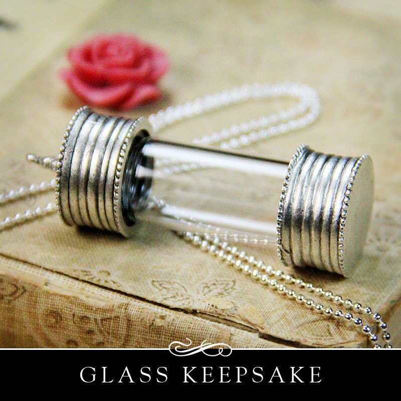 Glass Keepsake Pendant with Precious Metal Plating. The Secret Keeper with Removable cap.