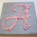 Baby Monogram Button Letter on Canvas -- Pink Buttons on Gray Grey Silk -- Unique Childrens Kids Letter Art