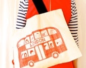 Screen printed canvas London Bus Shopper bag by Jane Foster retro modern fun
