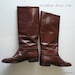 Pappagallo Vintage Riding Boots sz 6 .5 Eur 37 UK 4 Italy Leather Cafe Brown Equestrian Flats