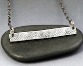 Sterling Silver Bar Necklace - Grass Texture