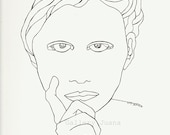 pen line drawing, original portrait, yearbook art