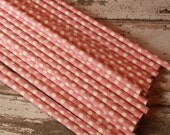 20 Pink Dots Party Straws -- Pink W/ White Polka Dots Paper Drinking Straws Il_170x135