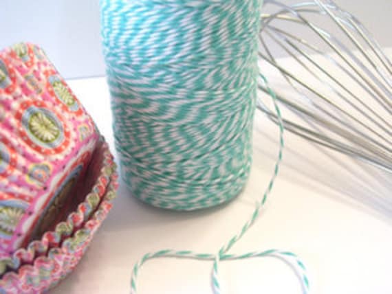 Caribbean Bakers Twine - Aqua & White - 20 yards sampler Il_570xn