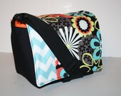 Womens Laptop Bag - Padded Sleeve - MacBook Bag -12 inch 13 inch 14 inch 15 inch -Clementine Flower Shower Aqua Chevron