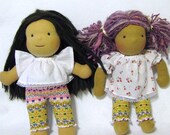 14 to 15 inch Waldorf doll leggings in upcycled multicolor knit