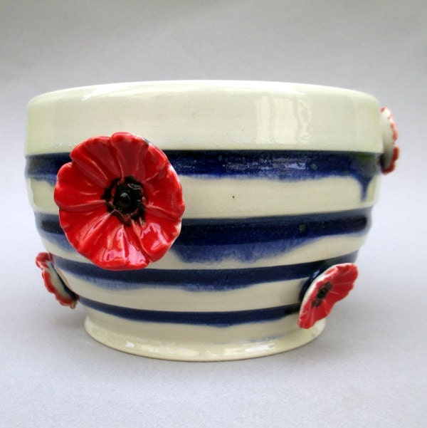DISCOUNTED Le Parisien Striped Bowl - Handmade and Hand Sculpted Stoneware and Porcelain Pottery