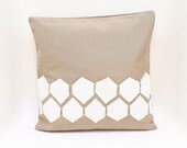 SALE Geo Modern Stone Applique Pillow Cover in Grey