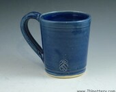 Stoneware Coffee Mug, Handmade Wheel Thrown Ceramic Cup, Royal Sapphire Blue  m180