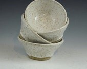 Stoneware Speckle White Prep Bowls, Ceramic Egg Bakers, Set of 4 Dip Dishes, Kitchen Essentials   b270