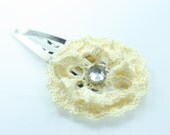 Crochet Hair Clip Yellow with Rhinestone