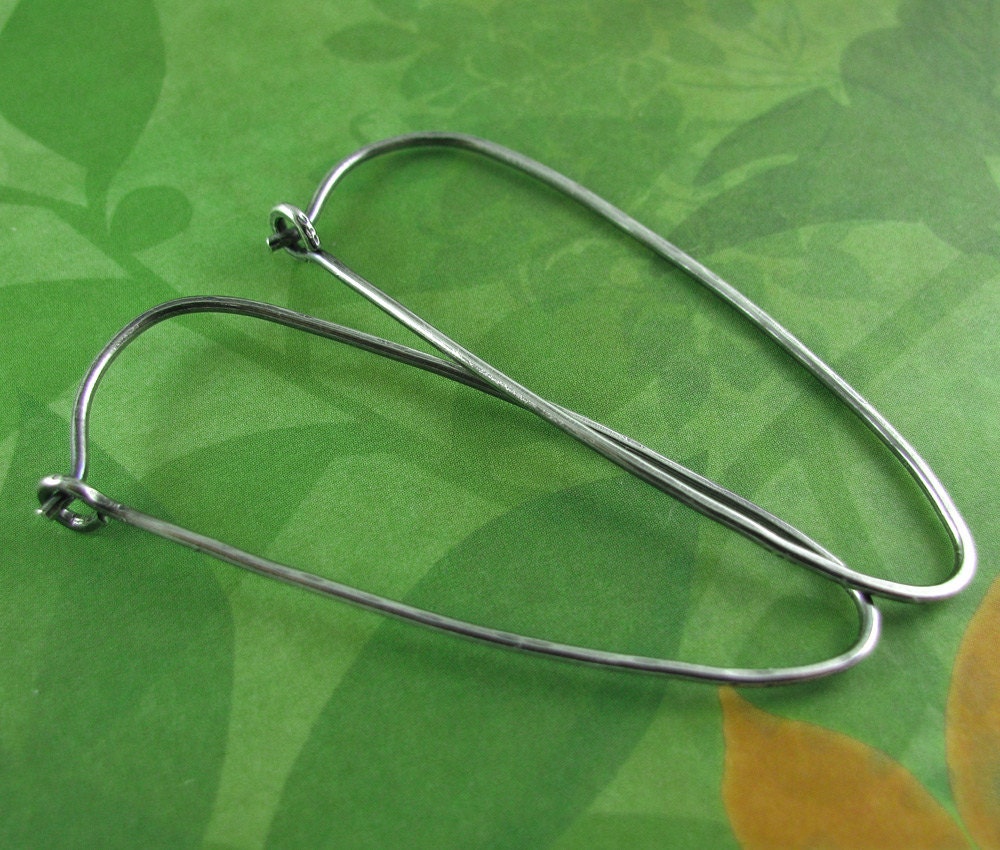 long oval GEOMETRIC narrow triangle sterling silver hand-forged earrings