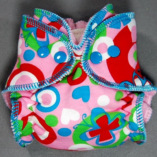 Cloth Diaper Newborn Hybrid Fitted - by Little Boppers -  Multi Pink Butterfly