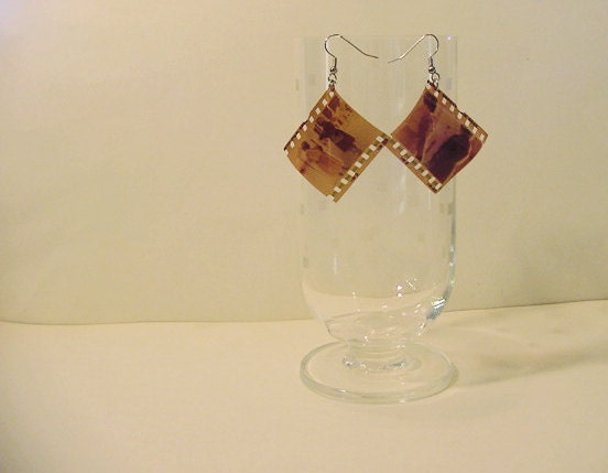 photograph photo negative earrings handmade lightweight French wires