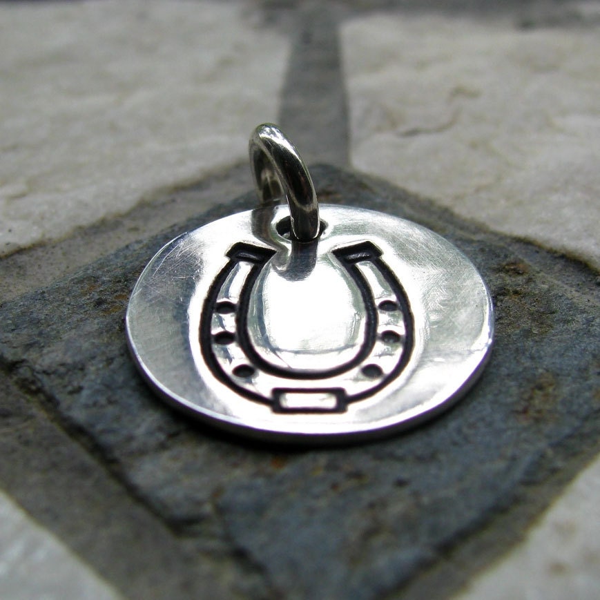 Silver Horseshoe Charm, PMC Fine Silver,Good Luck Charm
