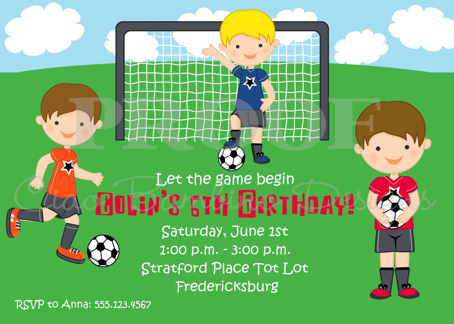 Printable Invitation - Soccer Invitation for BOYS - I Design - You Print