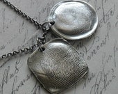 Fine Silver Fingerprint - Rounded Square Shape - Sterling Silver Necklace