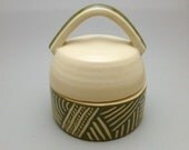 Avocado Green Carved Salt Cellar