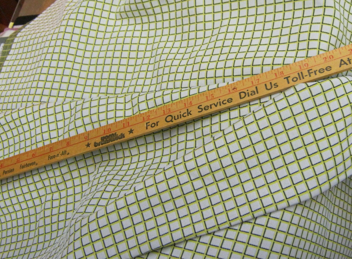 Vintage Big Yardage Windowpane Doubleknit Fabric  Free Shipping PLUS PLUS