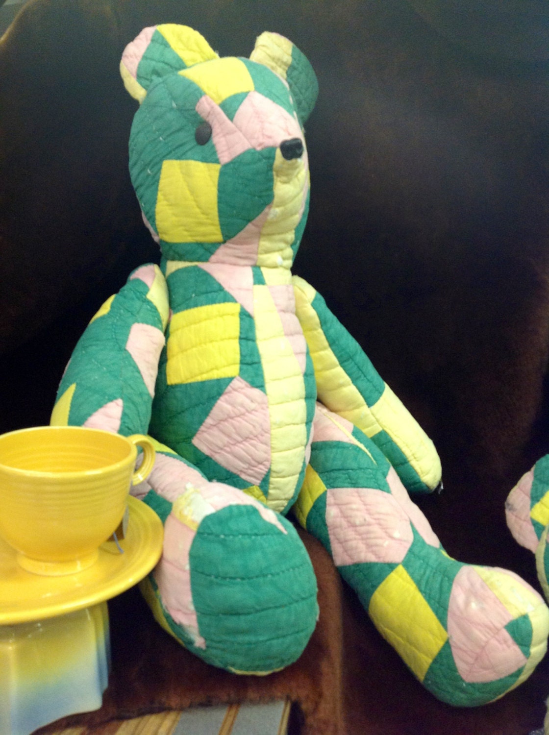 LARGE Quilted Teddy Bear Hand Sewn Hand Made  Quilt  Stuffed Animal Animals  FREE SHIPPING