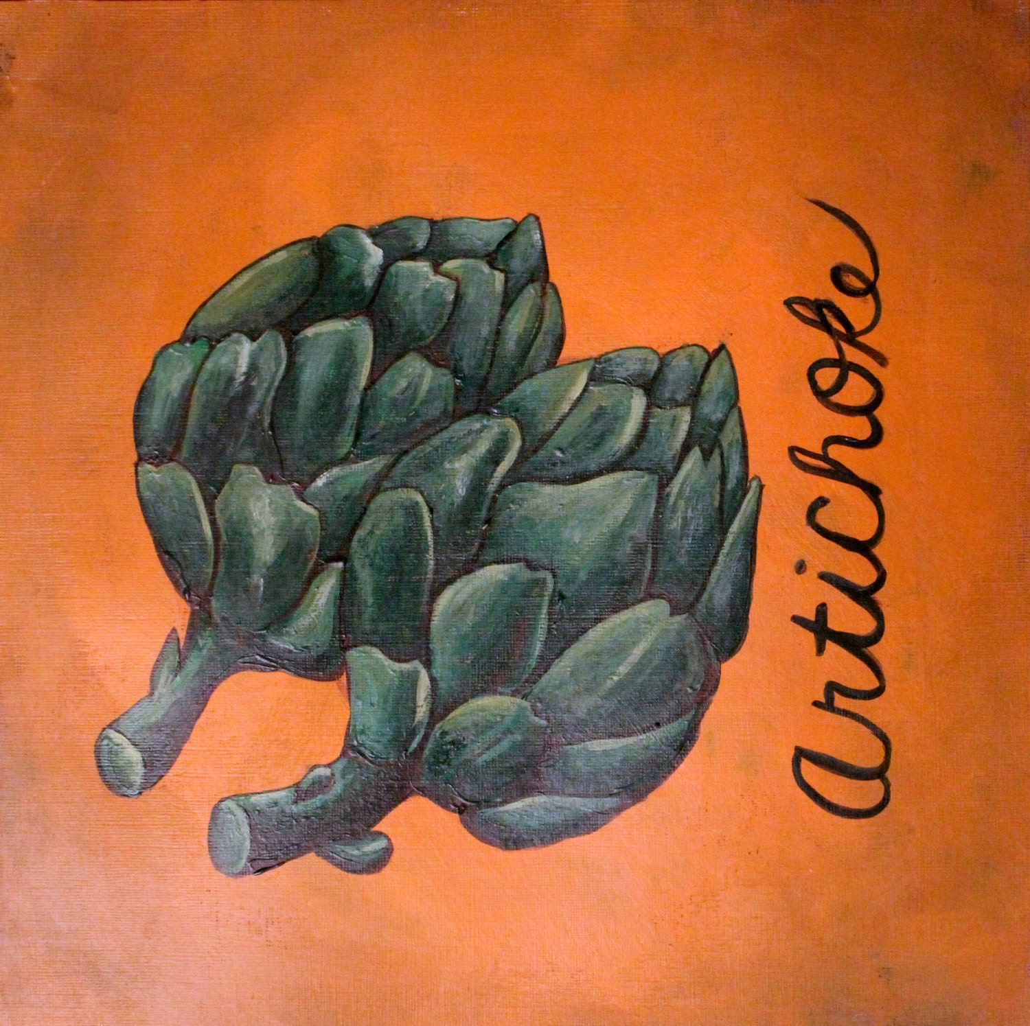 Artichokes Original Acrylic 12X12 Painting