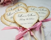 Vintage Style Wedding Cake Toppers - Love is Sweet - Cupcake Topper - Wedding Favors - Set of 10