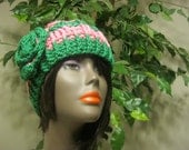 Crochet Hat-Pink and Green