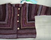 Handknitted pink and brown striped baby jacket