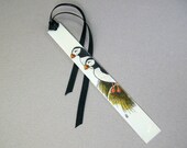 Scrimshaw Ivory Piano Key Book Mark with Puffins
