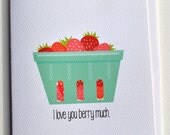 Love You Berry Much Strawberry Basket Greeting Card.