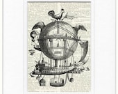 FlyingScientiarum - vintage steampunk printed on old page from dictionary
