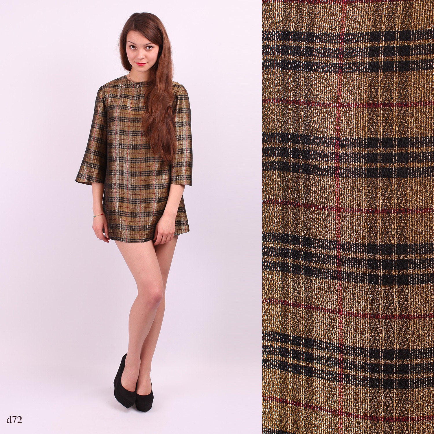 60s Mod Dress / Sparkly Brocade Micro Mini Dress / sz Small to Medium