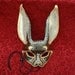 Black and Gold Venetian Rabbit Mask...  handmade leather rabbit mask