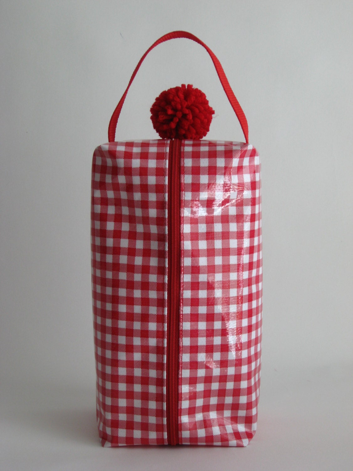 Oilcloth Toiletry/Travel Case - Red Gingham
