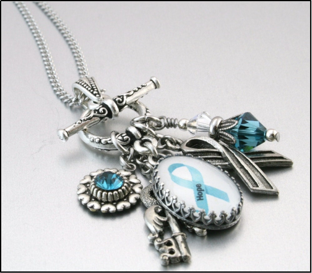 Ovarian Cancer Awareness Charm Necklace, Ovarian Cancer Jewelry, Customized Ovarian Cancer Jewelry, Personalized Ovarian Cancer Jewelry
