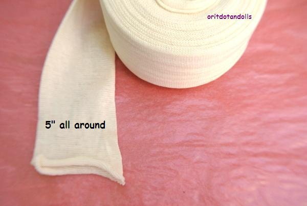 Doll's cotton tubing, cotton gauze,  for crafting inner doll's head, suitable for Waldorf dolls-for large heads -made in Israel
