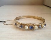 vintage 60'sBlue Jeweled art deco Bangle