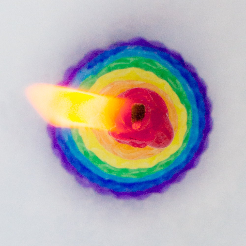 Rainbow Beeswax Taper Candle, 6"