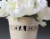 INFO ON .... Personalized Wedding / Sweetheart Block Letter Vase - 2 names only