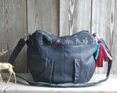 BOHO FURROW BAG /// Black Leather with tri-colored tassel